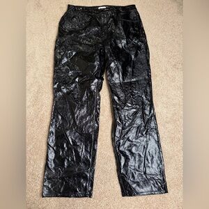 Good American Textured Vinyl Faux Leather Pants Black Size 12/31